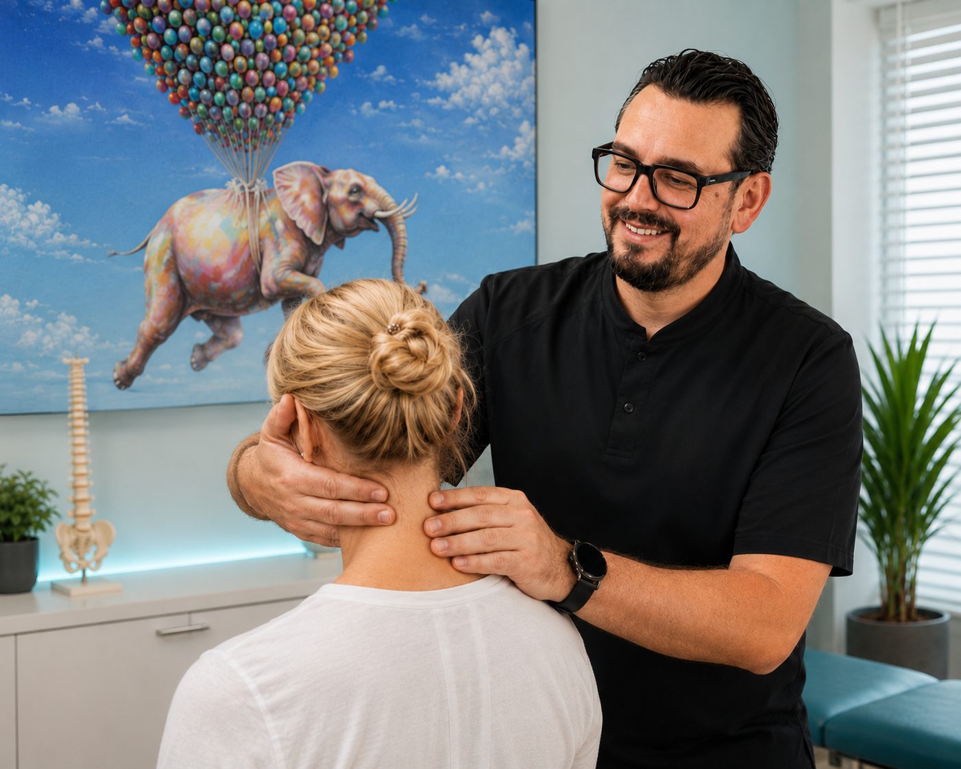 Orthopäde Dr. Ünükür bei der Behandlung einer Patientin in der Praxis Dortmund